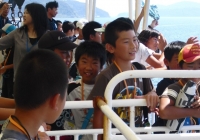 交歓臨海学校　「西ノ島のみんなとお別れ　冬にまた会いましょう」
