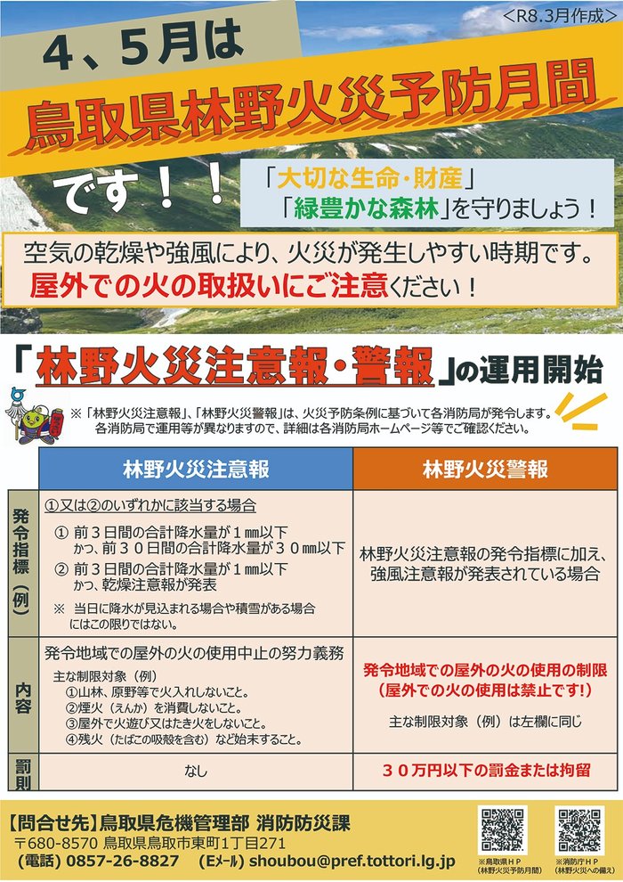 林野火災予防月間チラシ